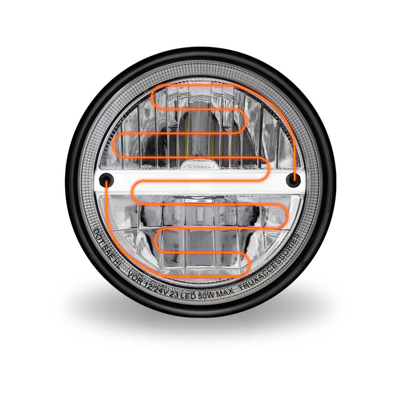 TLED-H119 7″ Heated LED Reflector Headlight with Glow Position LED Accent – Combination High & Low Beam | 2200 Lumens HEADLIGHT Gray