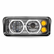 TLED-H120 Universal LED Projector Headlight Assembly with Glow Position Halos & Marker LEDs – Chrome (Driver Side) HEADLIGHT Light Slate Gray
