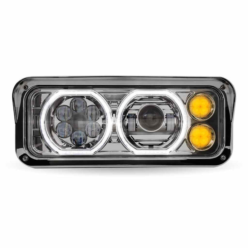 TLED-H120 Universal LED Projector Headlight Assembly with Glow Position Halos & Marker LEDs – Chrome (Driver Side) HEADLIGHT Light Slate Gray