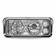 TLED-H120 Universal LED Projector Headlight Assembly with Glow Position Halos & Marker LEDs – Chrome (Driver Side) HEADLIGHT Gray