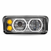 TLED-H121 Universal LED Projector Headlight Assembly with Glow Position Halos & Marker LEDs – Chrome (Passenger Side) HEADLIGHT Light Slate Gray