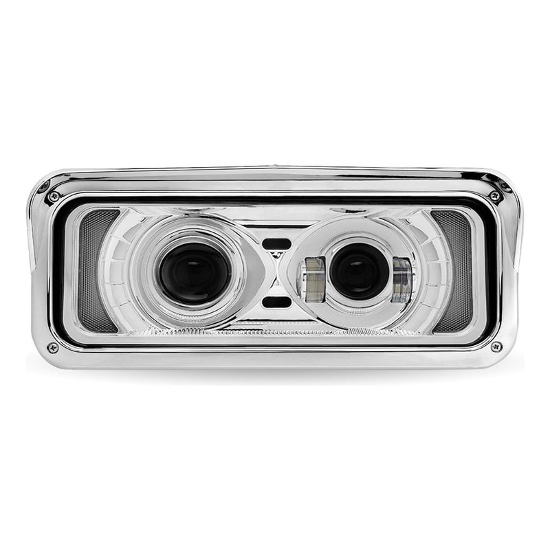Universal LED Projector Headlight Assembly with Glow Position & Marker LED Accents (Choose Side and Color) HEADLIGHT Driver / Chrome,Passenger / Chrome Light Gray