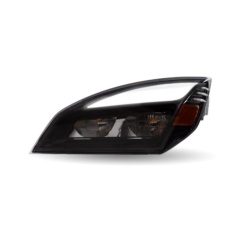 FTL. Cascadia LED Projector Headlight Assembly with LED Glow Position, Turn & Marker Accent – Black