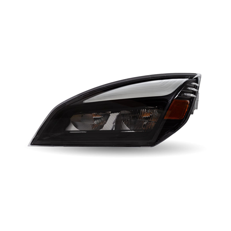 FTL. Cascadia LED Projector Headlight Assembly with LED Glow Position, Turn & Marker Accent – Black