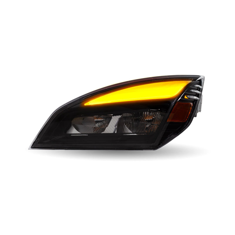 FTL. Cascadia LED Projector Headlight Assembly with LED Glow Position, Turn & Marker Accent – Black