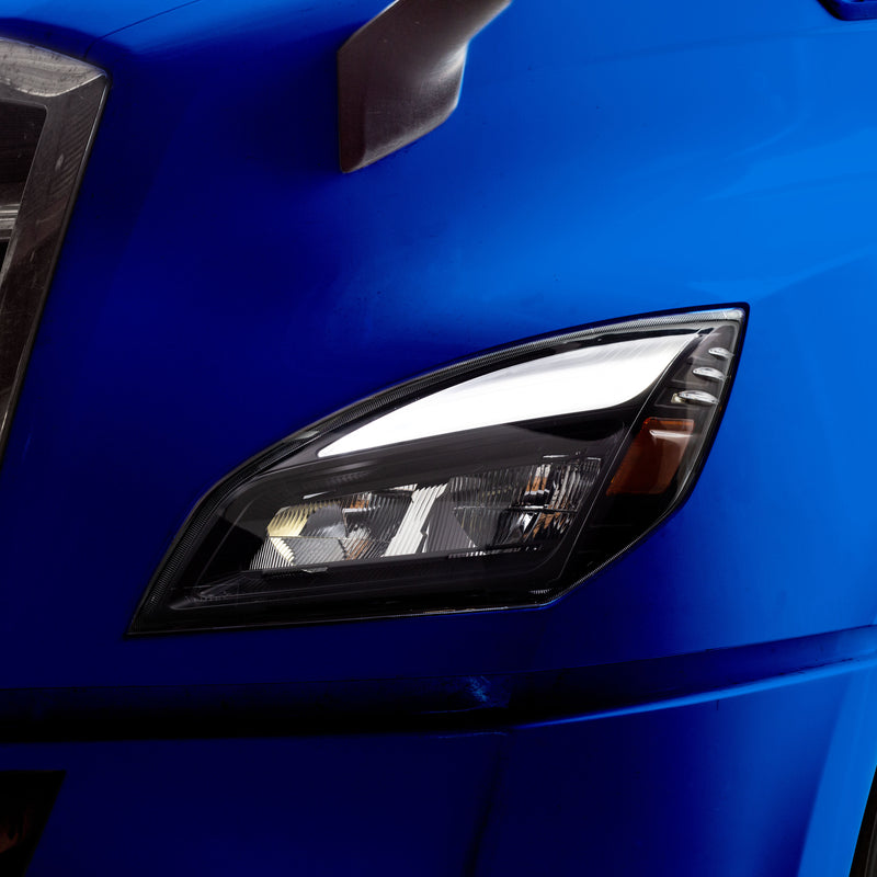 FTL. Cascadia LED Projector Headlight Assembly with LED Glow Position, Turn & Marker Accent – Black