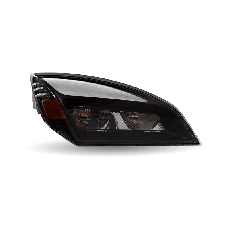 FTL. Cascadia LED Projector Headlight Assembly with LED Glow Position, Turn & Marker Accent – Black