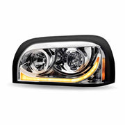 TLED-H13 Freightliner Century Halogen Projector Headlight Assembly with LED Glow Position, Turn & Marker Accent – Chrome (Driver Side) HEADLIGHT Light Gray
