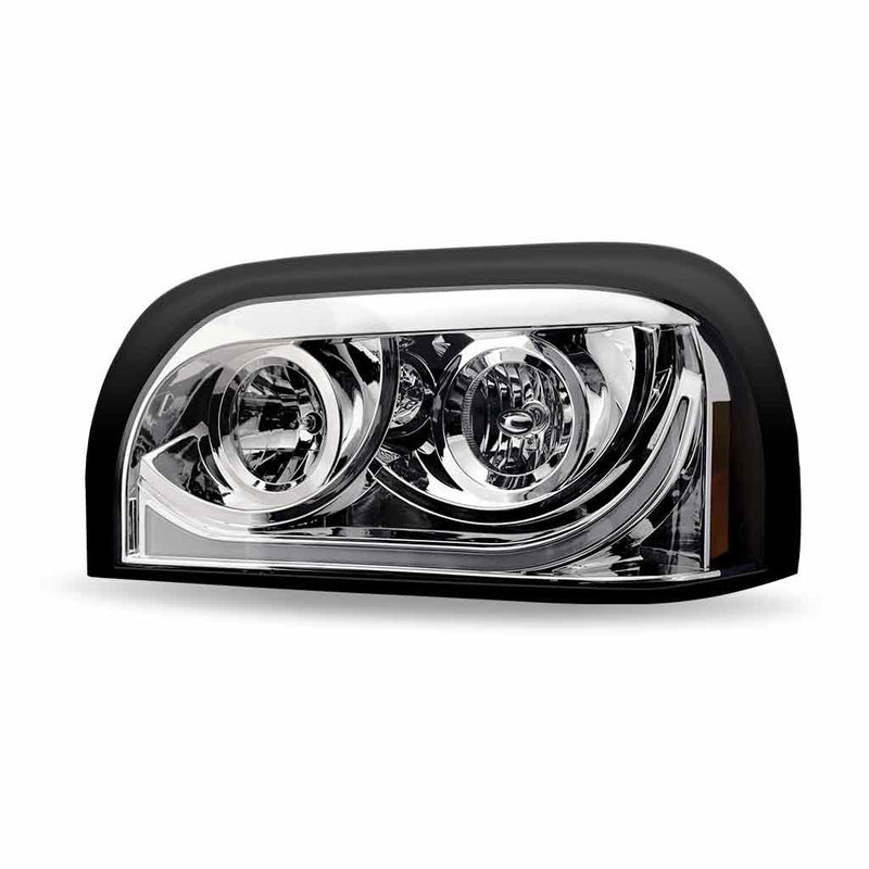 TLED-H13 Freightliner Century Halogen Projector Headlight Assembly with LED Glow Position, Turn & Marker Accent – Chrome (Driver Side) HEADLIGHT Light Gray