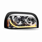 TLED-H14 Freightliner Century Halogen Projector Headlight Assembly with LED Glow Position, Turn & Marker Accent – Chrome (Passenger Side) HEADLIGHT Light Gray
