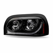 TLED-H15 Freightliner Century Halogen Projector Headlight Assembly with LED Glow Position, Turn & Marker Accent – Black (Driver Side) HEADLIGHT Black