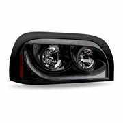 TLED-H16 Freightliner Century Halogen Projector Headlight Assembly with LED Glow Position, Turn & Marker Accent – Black (Passenger Side) HEADLIGHT Black