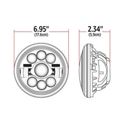 TLED-H3 7″ LED Projector Headlight with Glow Position LED Halo – Combination High & Low Beam | 3000 Lumens HEADLIGHT Light Gray