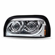 TLED-H49 Freightliner Century LED Projector Headlight Assembly with LED Glow Position, Turn & Marker Accent – Chrome (Driver Side) HEADLIGHT Light Gray
