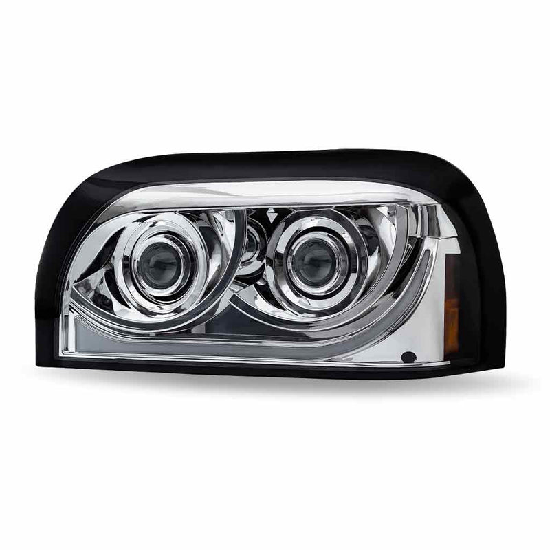 TLED-H49 Freightliner Century LED Projector Headlight Assembly with LED Glow Position, Turn & Marker Accent – Chrome (Driver Side) HEADLIGHT Light Gray