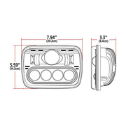 TLED-H4 5″ x 7″ LED Projector Headlight with Glow Position LED Halo – Combination High & Low Beam | 2600 Lumens HEADLIGHT Black