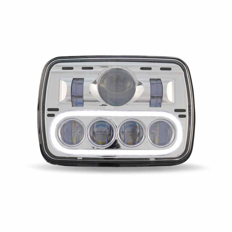 TLED-H4 5″ x 7″ LED Projector Headlight with Glow Position LED Halo – Combination High & Low Beam | 2600 Lumens HEADLIGHT Gray