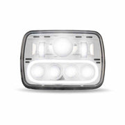 TLED-H4 5″ x 7″ LED Projector Headlight with Glow Position LED Halo – Combination High & Low Beam | 2600 Lumens HEADLIGHT Light Gray