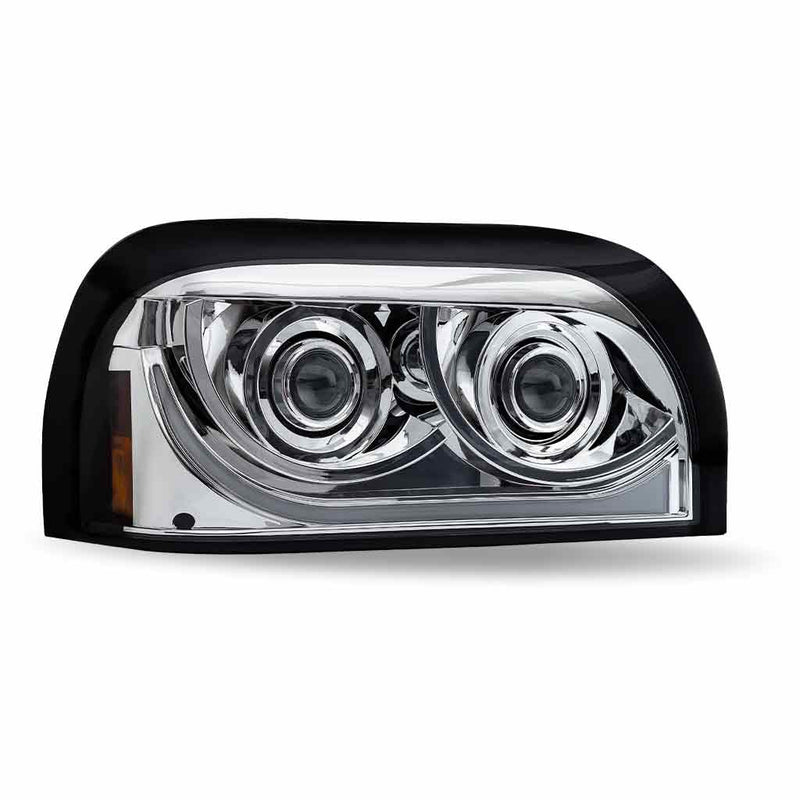 TLED-H50 Freightliner Century LED Projector Headlight Assembly with LED Glow Position, Turn & Marker Accent – Chrome (Passenger Side) HEADLIGHT Light Gray