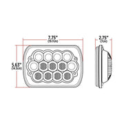 TLED-H52 5" x 7" Square Economy LED Headlight with Adapter Plug (1900 Lumens) - Not DOT Approved 5"x7" HEADLIGHT Black