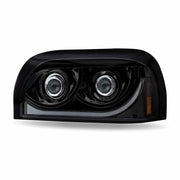 TLED-H57 Freightliner Century LED Projector Headlight Assembly with LED Glow Position, Turn & Marker Accent – Black (Driver Side) HEADLIGHT Light Gray