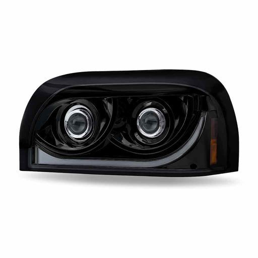Light Gray TLED-H57 Freightliner Century LED Projector Headlight Assembly with LED Glow Position, Turn & Marker Accent – Black (Driver Side) HEADLIGHT