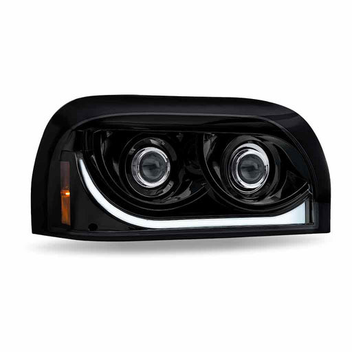 Light Gray TLED-H58 Freightliner Century LED Projector Headlight Assembly with LED Glow Position, Turn & Marker Accent – Black (Passenger Side) HEADLIGHT