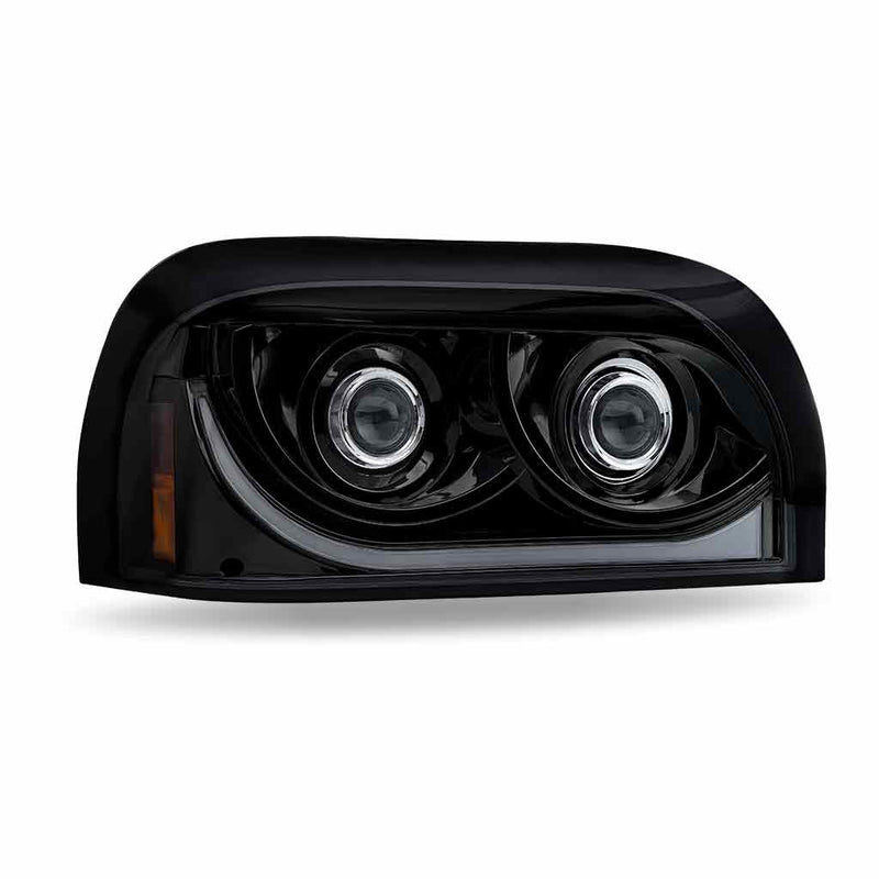 TLED-H58 Freightliner Century LED Projector Headlight Assembly with LED Glow Position, Turn & Marker Accent – Black (Passenger Side) HEADLIGHT Light Gray
