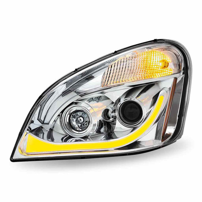 Dark Slate Gray TLED-H66 Freightliner Cascadia LED Projector Headlight Assembly with LED Glow Position, Turn & Marker Accent – Chrome (Driver Side) HEADLIGHT