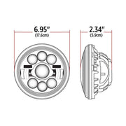 TLED-H70 7″ LED Projector Headlight with Glow Position LED Halo – Combination High & Low Beam | 3000 Lumens 7" HEADLIGHT Light Gray