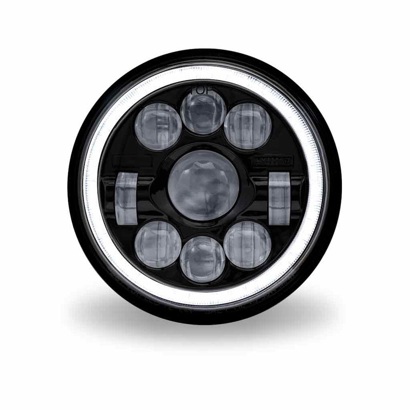 TLED-H70 7″ LED Projector Headlight with Glow Position LED Halo – Combination High & Low Beam | 3000 Lumens 7" HEADLIGHT Light Gray