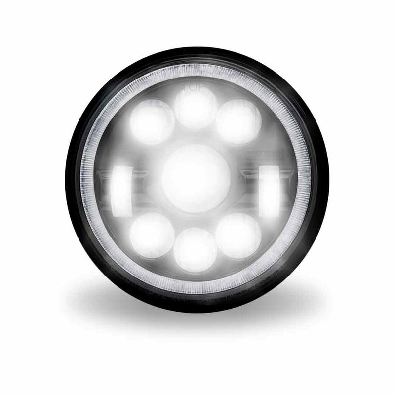 TLED-H70 7″ LED Projector Headlight with Glow Position LED Halo – Combination High & Low Beam | 3000 Lumens 7" HEADLIGHT Light Gray