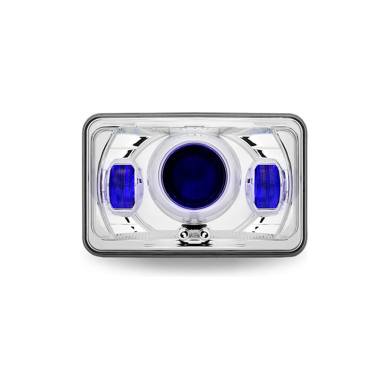 4″ x 6″ LED Projector Headlight with Optional Backlit Auxiliary (Choose Low or High Beam) 4"X6" HEADLIGHT Low,High Light Gray