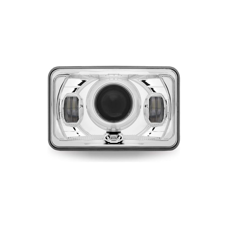 4″ x 6″ LED Projector Headlight with Optional Backlit Auxiliary (Choose Low or High Beam) 4"X6" HEADLIGHT Low,High Light Gray