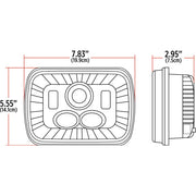 TLED-H95 5″ x 7″ Heated LED Projector Headlight – Combination High & Low Beam | 4000 Lumens 5"x7" HEADLIGHT Light Gray