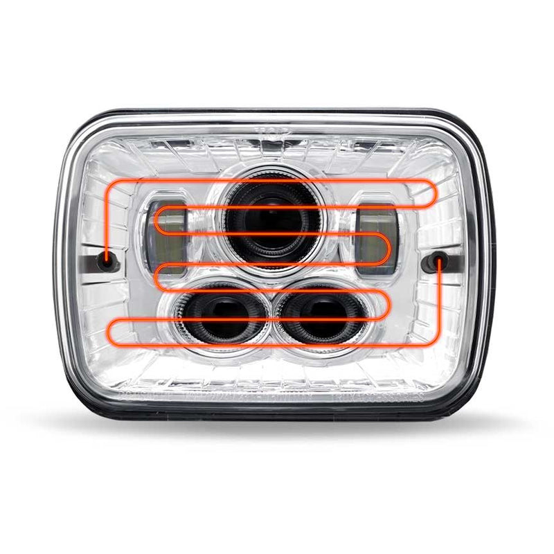 TLED-H95 5″ x 7″ Heated LED Projector Headlight – Combination High & Low Beam | 4000 Lumens 5"x7" HEADLIGHT Light Gray