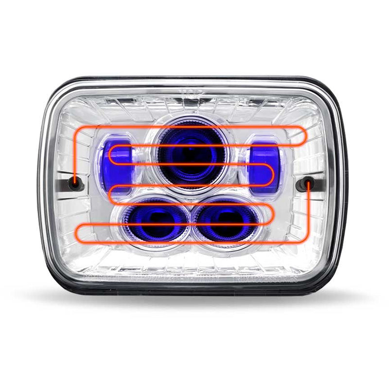 TLED-H95 5″ x 7″ Heated LED Projector Headlight – Combination High & Low Beam | 4000 Lumens 5"x7" HEADLIGHT Midnight Blue