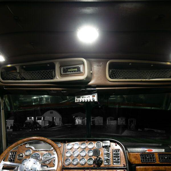 Trux LED Interior Projector Dome Cab Light for Peterbilt - 18 Diodes (Choose Color) CAB LIGHT Chrome,Black Black