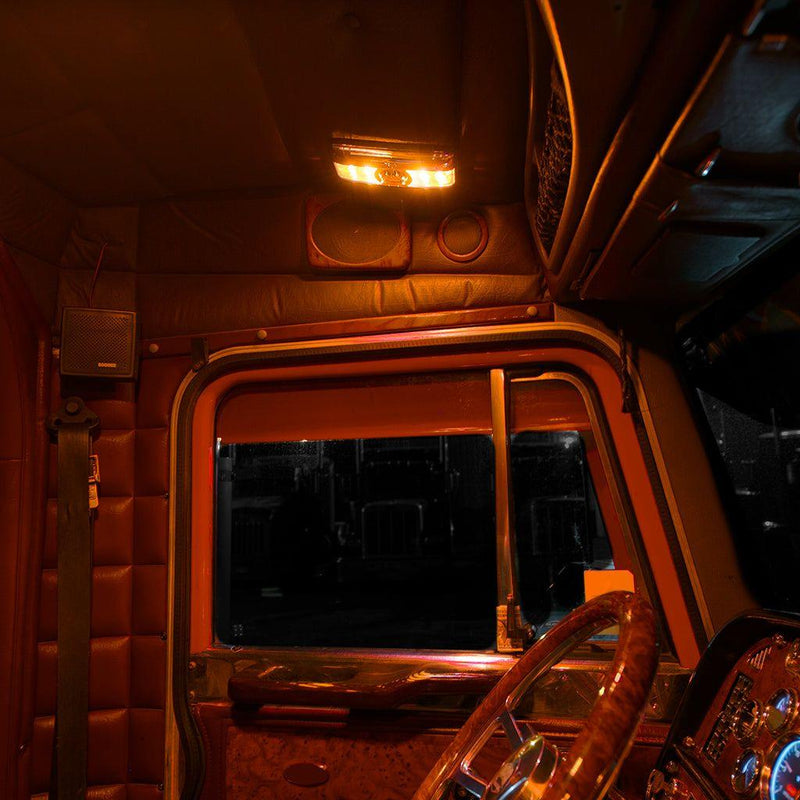 Trux LED Interior Projector Dome & Map Cab Light for Peterbilt - 9 Diodes (Choose Color) Chrome,Black Black