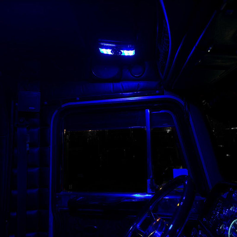 Trux LED Interior Projector Dome & Map Cab Light for Peterbilt - 9 Diodes (Choose Color) Chrome,Black Black