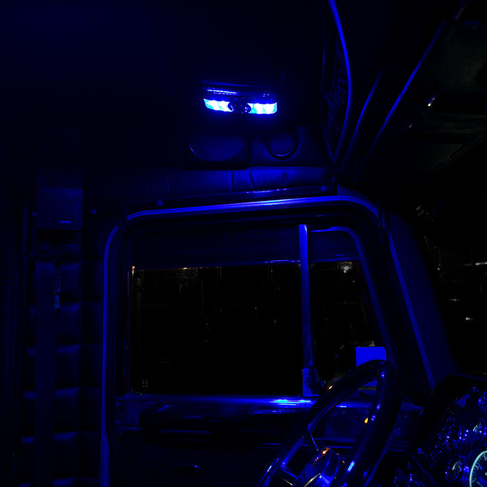 Black Trux LED Interior Projector Dome & Map Cab Light for Peterbilt - 9 Diodes (Choose Color) Chrome,Black