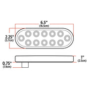 TLED-O12A Oval Amber Stop, Turn & Tail LED (12 Diodes) #TLED-O12A 6" OVAL Light Gray
