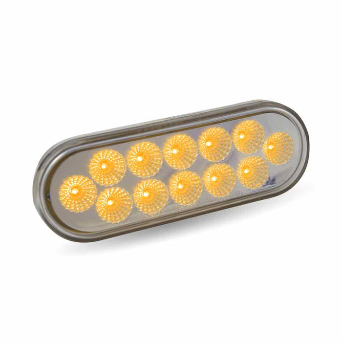 Dark Khaki Oval Clear Amber Stop, Turn & Tail LED (12 Diodes) TURN/MARKER/TAIL