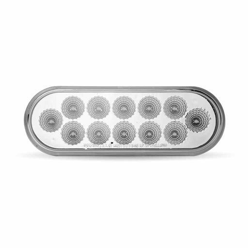 Light Gray Oval Clear Red Stop, Turn & Tail LED (12 Diodes) 6" OVAL