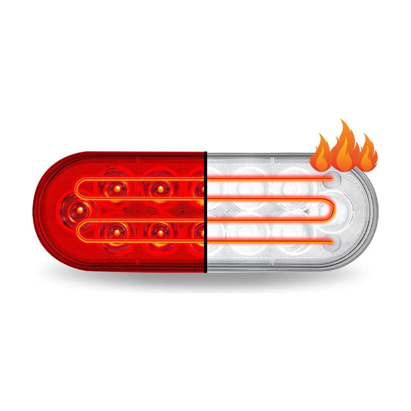 TLED-OBHX OVAL HEATED DUAL LED ROUND STOP, TURN & TAIL LIGHT & WHITE BACKUP STOP/TURN/TAIL Light Gray