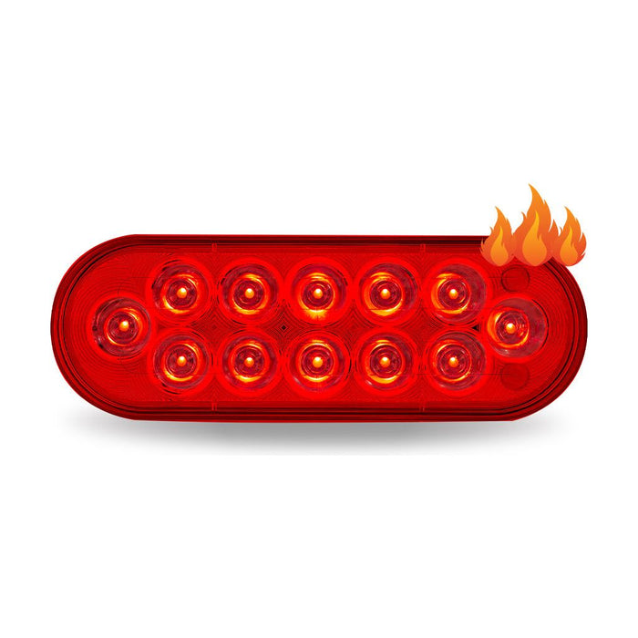Firebrick OVAL HEATED DUAL LED ROUND STOP, TURN & TAIL LIGHT & WHITE BACKUP STOP/TURN/TAIL