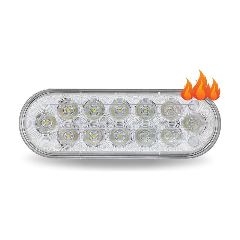 TLED-OBHX OVAL HEATED DUAL LED ROUND STOP, TURN & TAIL LIGHT & WHITE BACKUP STOP/TURN/TAIL Gray