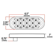 TLED-OBMA Oval Mirror Amber Stop, Turn & Tail LED (13 Diodes) STOP/TURN/TAIL Light Gray