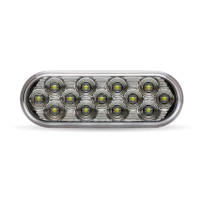 Gray Oval Mirror Clear Amber Stop, Turn & Tail LED (13 Diodes) STOP/TURN/TAIL