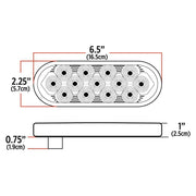 TLED-OBMCR Oval Mirror Clear Red Stop, Turn & Tail LED (13 Diodes) STOP/TURN/TAIL Light Gray
